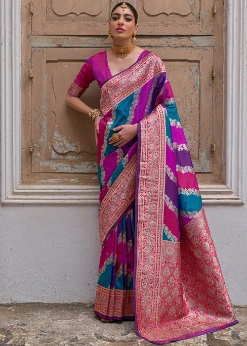 Multicolor Zari Woven Art Silk Saree