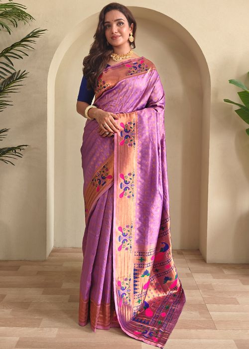 Purple Zari Woven Art Silk Saree