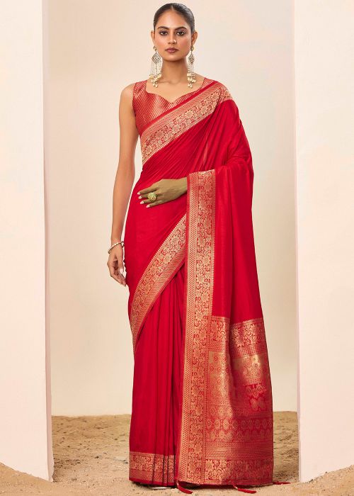 Red Zari Woven Dola Silk Saree