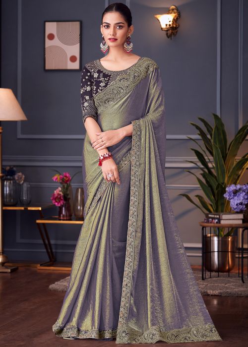 Silver Embroidered Silk Saree
