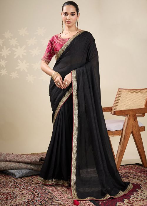 Black Embellished Border Saree