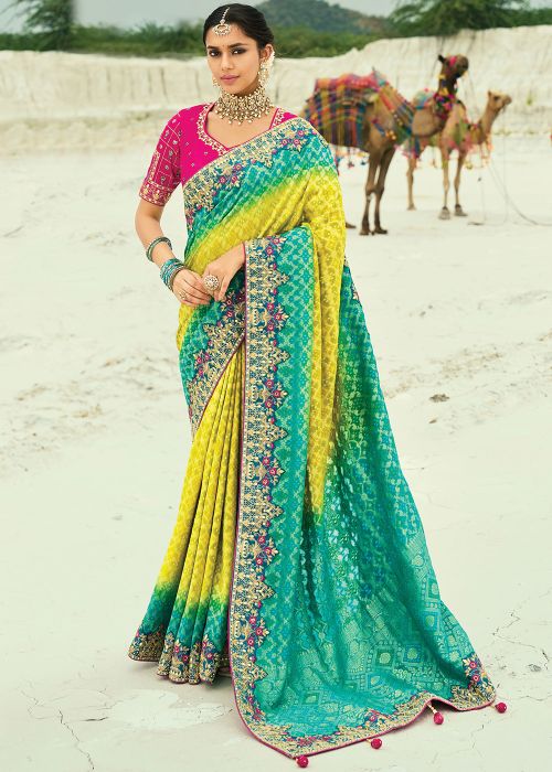 Multicolored Woven Georgette Saree