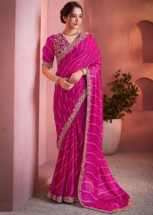 Pink Art Silk Saree with Embroidered Border