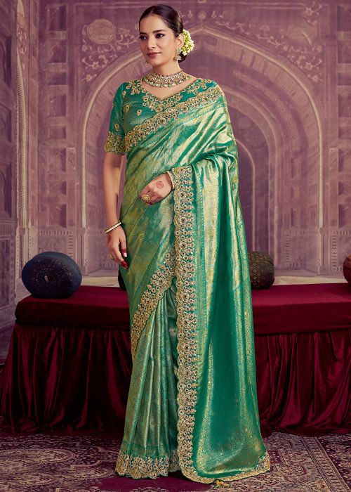 Green Kanjivaram Silk Saree With Detailed Embroidery