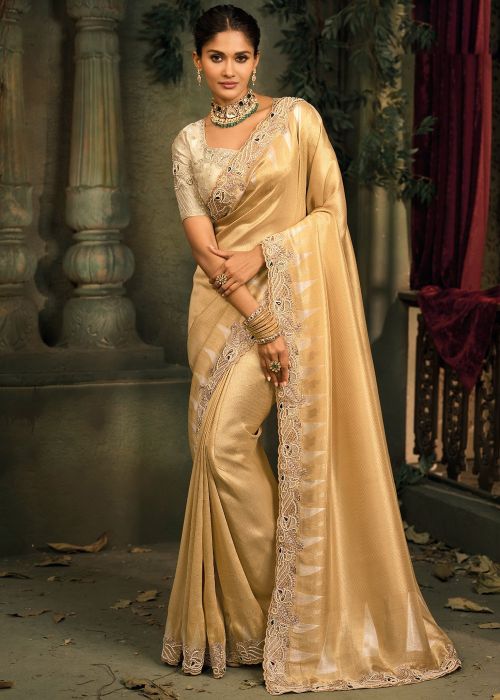 Gold Silk Saree With Rich Zari Embellishment