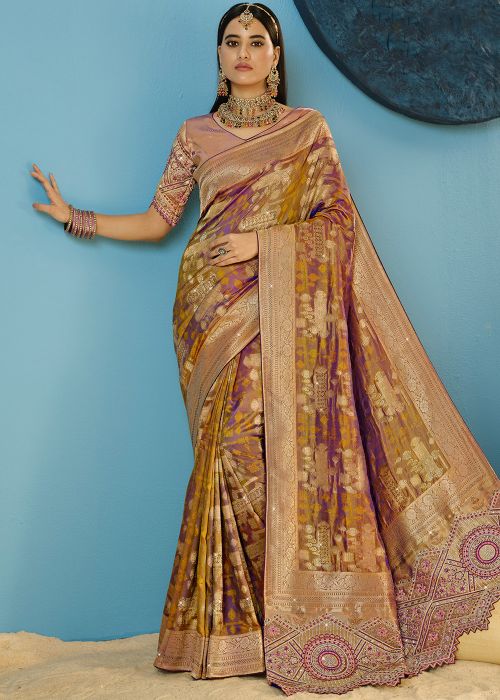Brown Art Silk Saree With Heritage Zari Weave