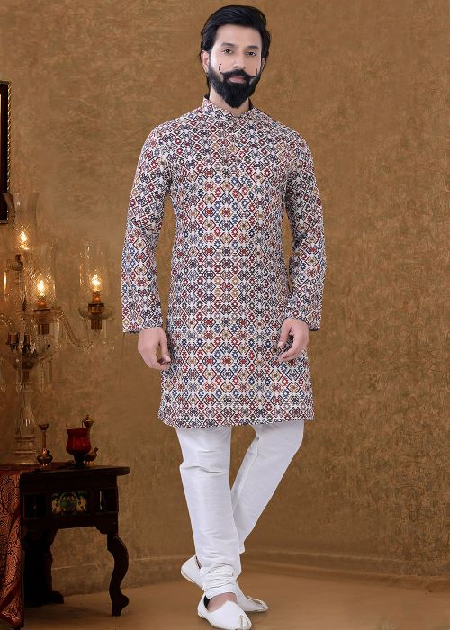 Multicolor Cotton Printed Readymade Kurta Pyjama