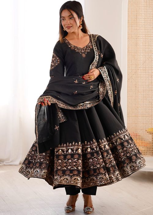 anarkali dress in black Black Anarkali Suit | Black Anarkali Dress Online