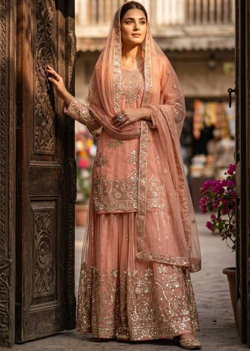 pink and gold pakistani dress Shop Latest Suits Online Custom length