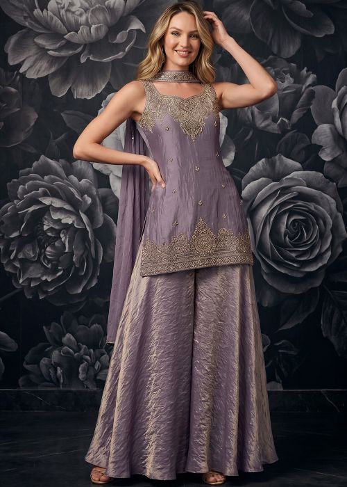 palazzo dress party wear Traditional Plazo Dress With Coat Traditional Plazo Dress With Top Party Wear Piece Palazzo Suit