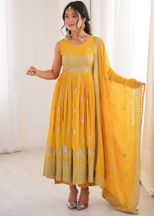 Stylish Yellow Anarkali Suit Online USA