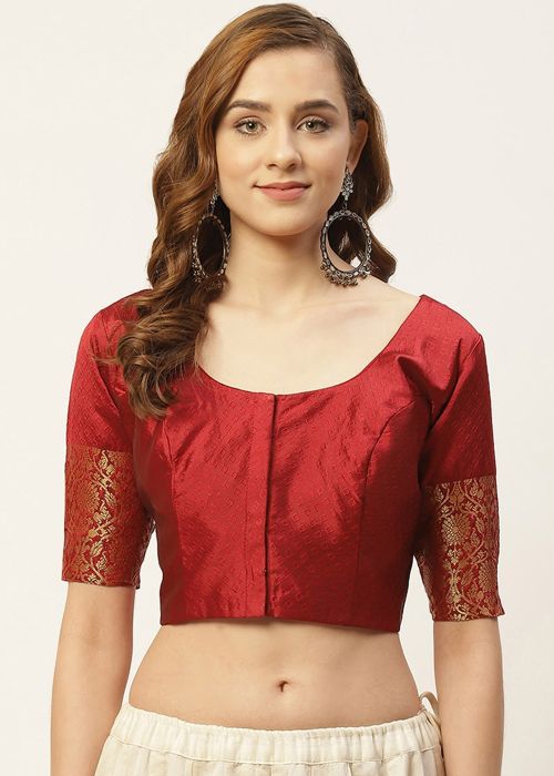 Maroon Color Brocade Saree Blouse