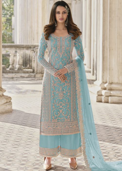 palazzo dress party wear Women Wear Bollywood Party Palazzo Kurta Dupatta Set Wedding Wear Heavy  Dresses