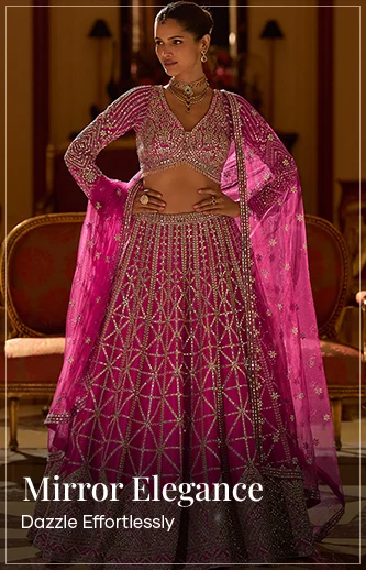 shop mirror work lehengas